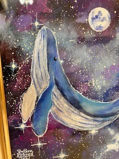 松崎祐哉（東京藝術大学卒業）★星空とクジラ★Ｆ３号★アクリルガッシュ★