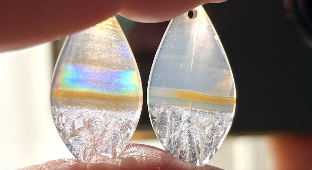 アイリスアゲート　リーフシェイプドゥルージピアスチャーム他　14kgf