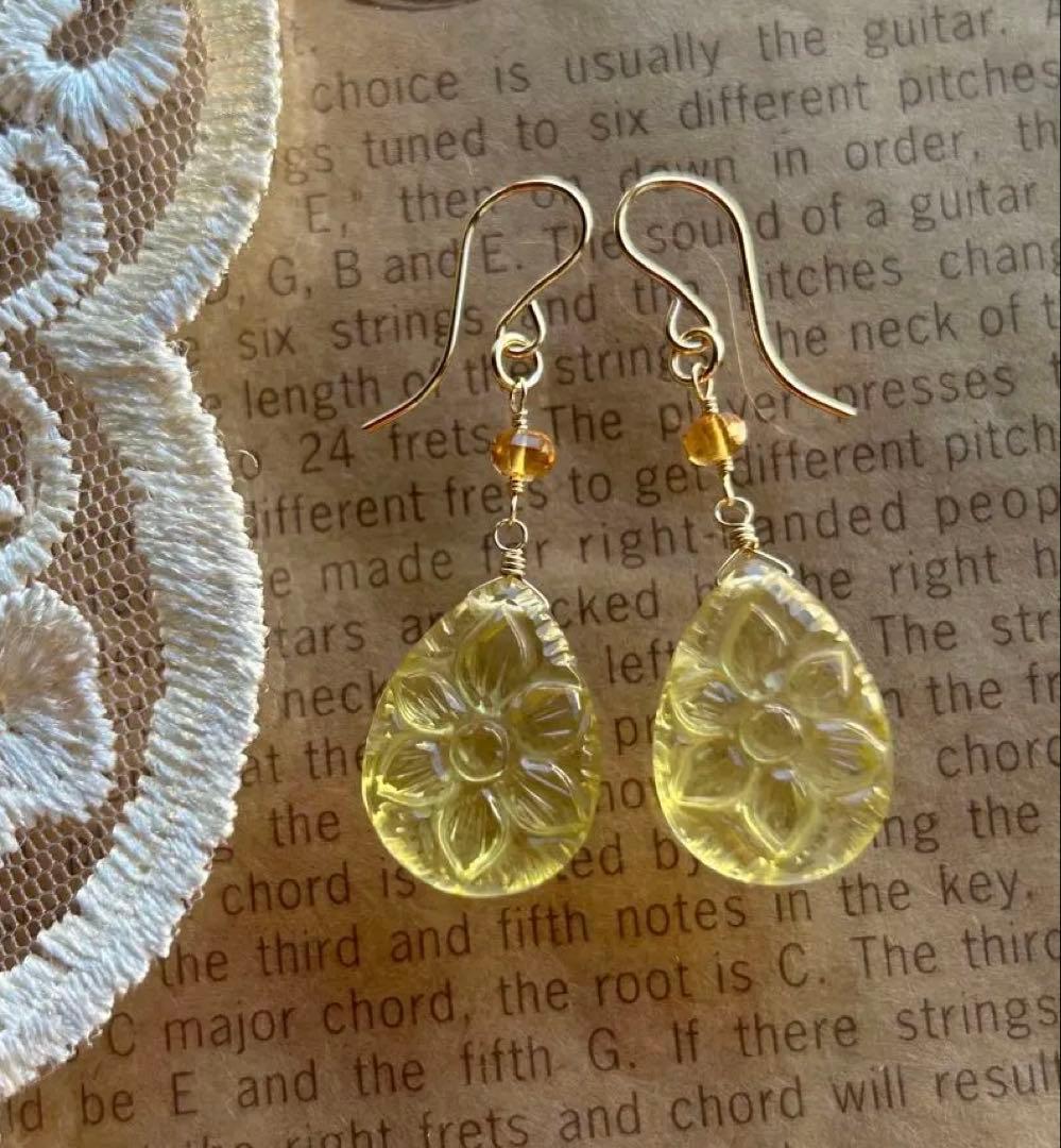 アイリスアゲート　リーフシェイプドゥルージピアスチャーム他　14kgf