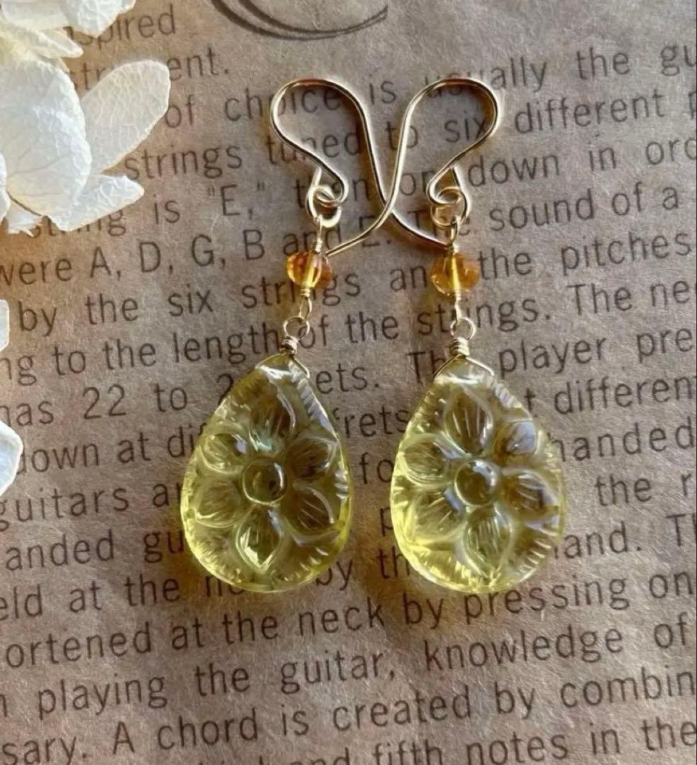 アイリスアゲート　リーフシェイプドゥルージピアスチャーム他　14kgf