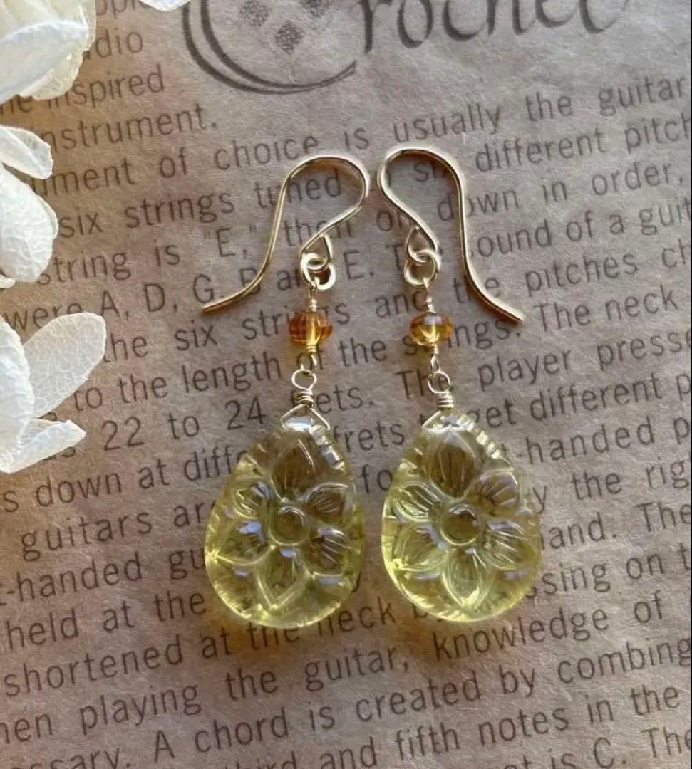 アイリスアゲート　リーフシェイプドゥルージピアスチャーム他　14kgf