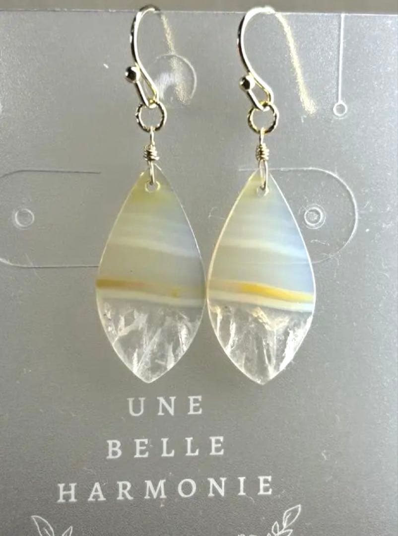 アイリスアゲート　リーフシェイプドゥルージピアスチャーム他　14kgf