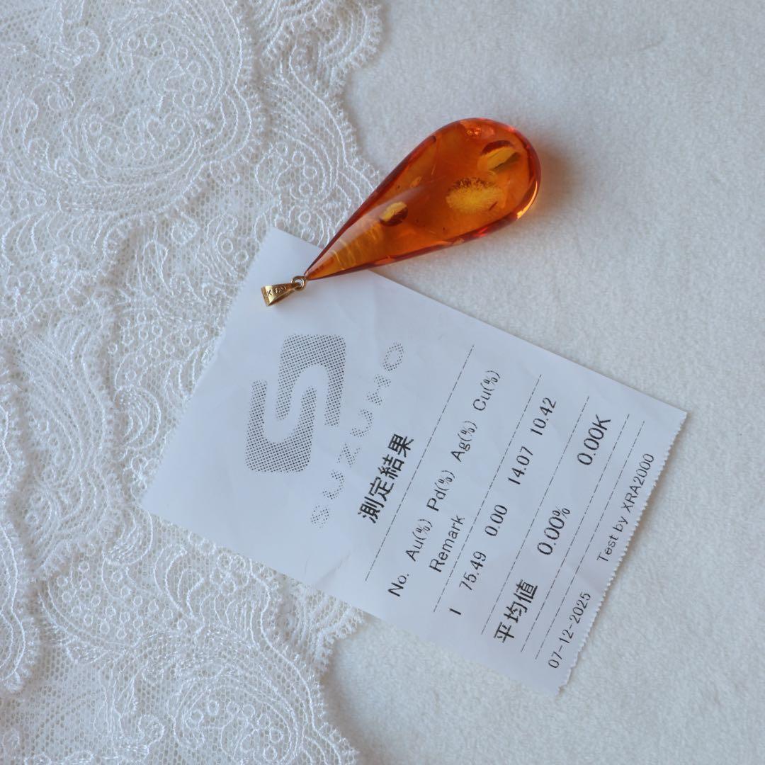 天然琥珀 ティア型ペンダントトップ