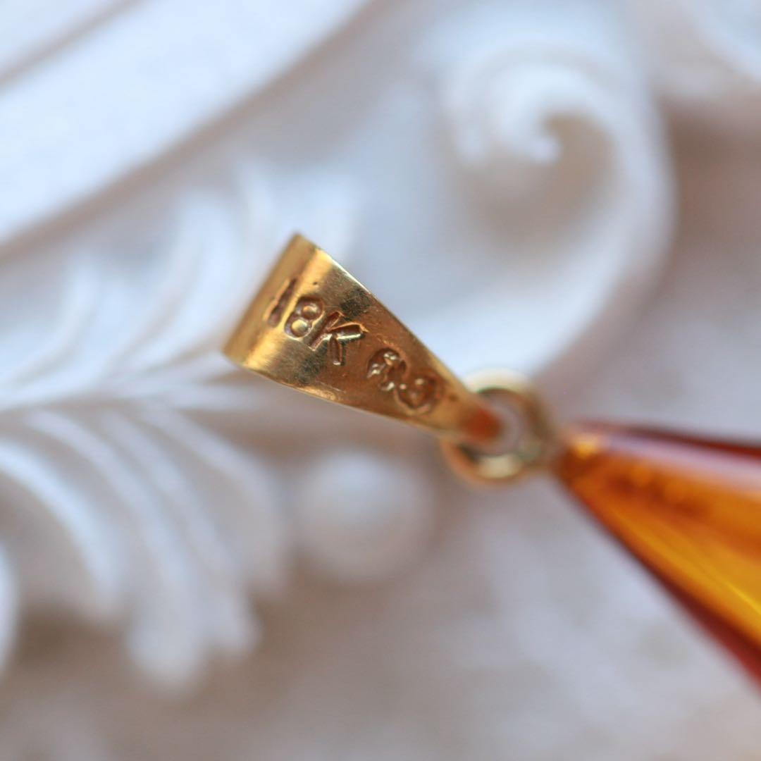 天然琥珀 ティア型ペンダントトップ