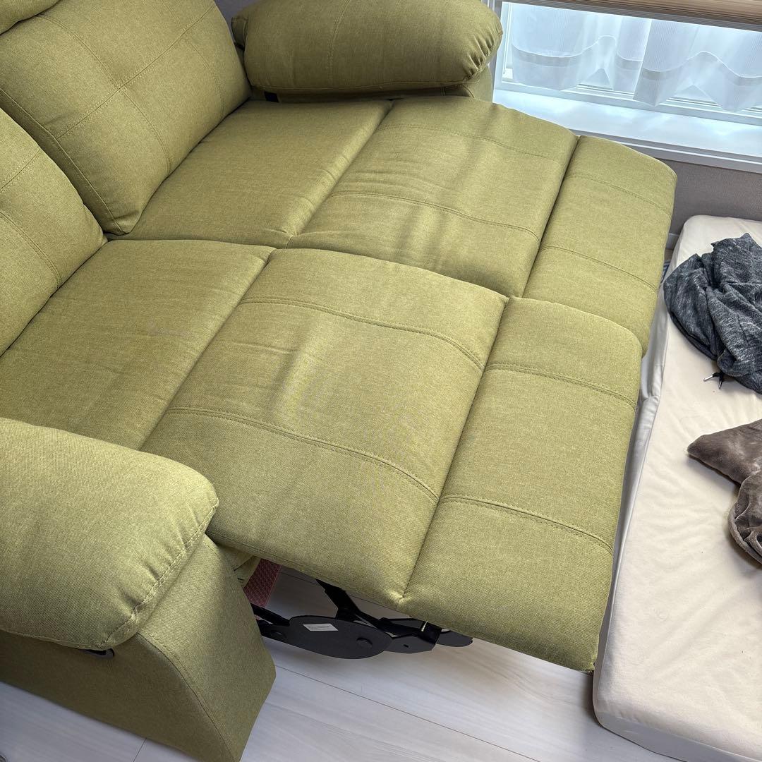 ニトリ　ソファ　グリーン リクライニングソファ