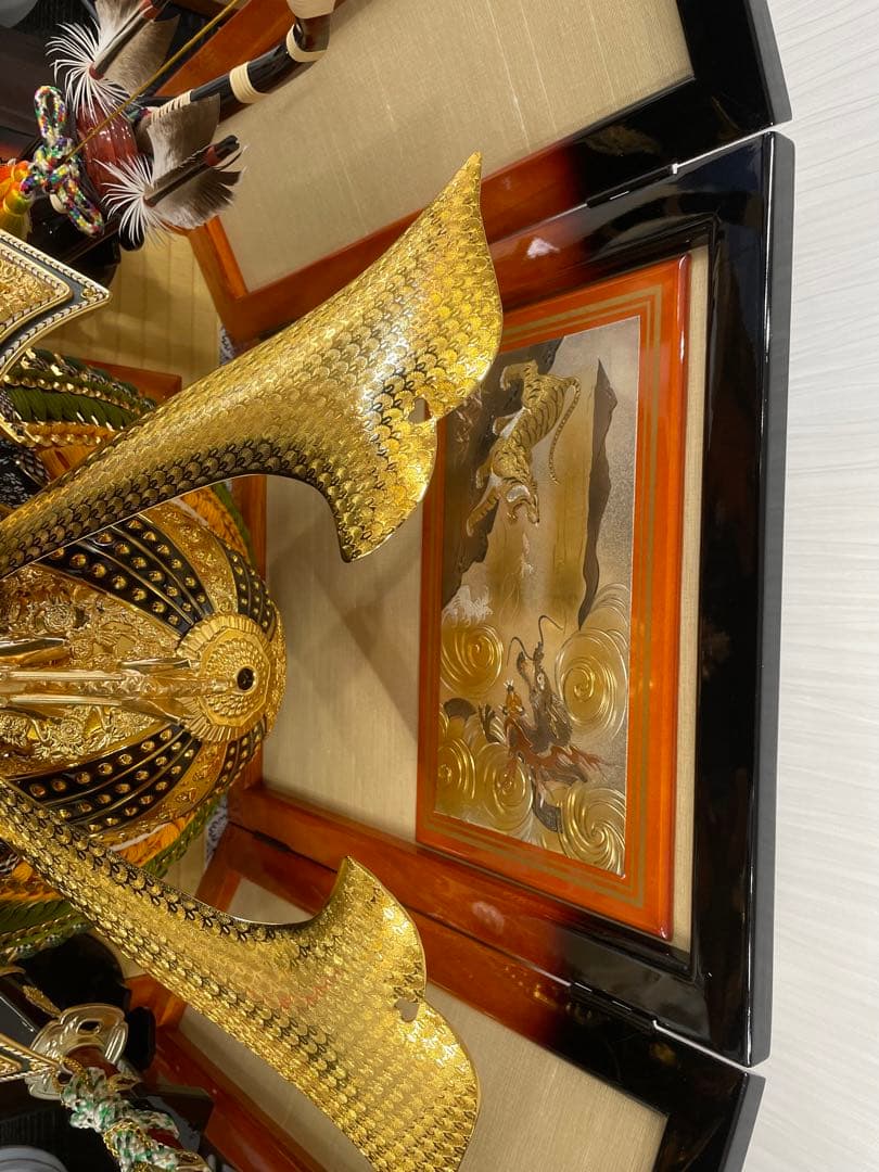 よ*ン様 極美品　兜　極上品　寿慶作　ゴールド着用兜 王朝塗り彫金竜　着用兜飾り