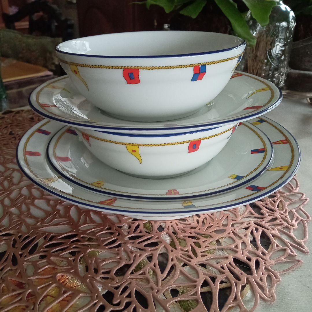 リチャードジノリクリッパース、計5.スープカプ皿2脚組深皿プレート1枚