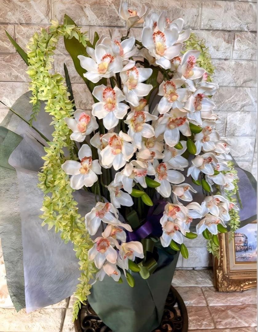 光触媒　人工観葉植物　フェイクグリーン　胡蝶蘭　シンピジューム６本立ち