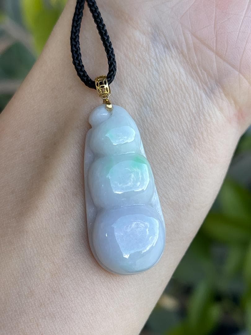 鑑別書付き・ラベンダーK18豆子ペンダント・A貨ミャンマー産天然翡翠58175