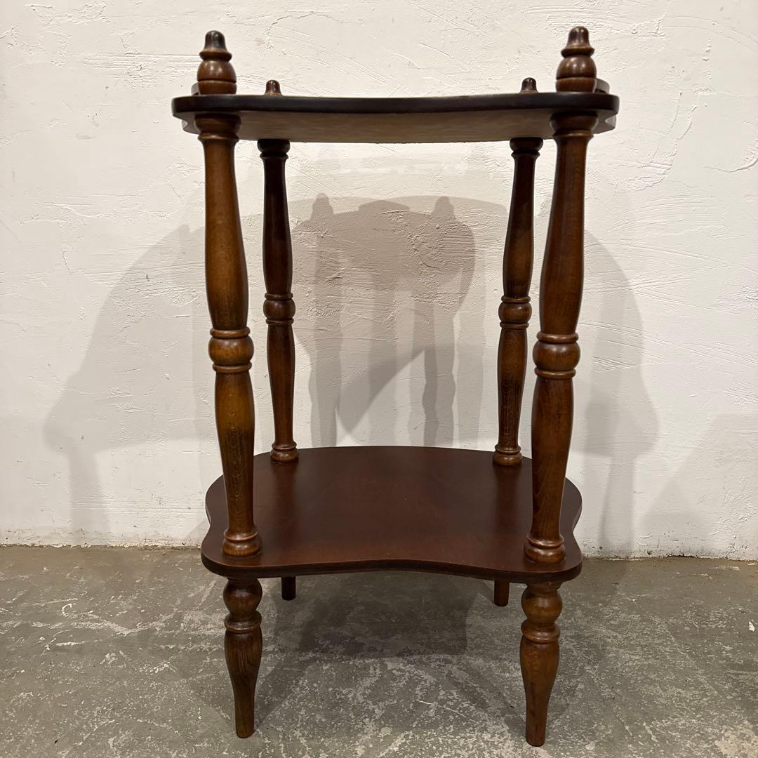 ヴィンテージ　木製サイドテーブル　ベッドサイドテーブル　花台