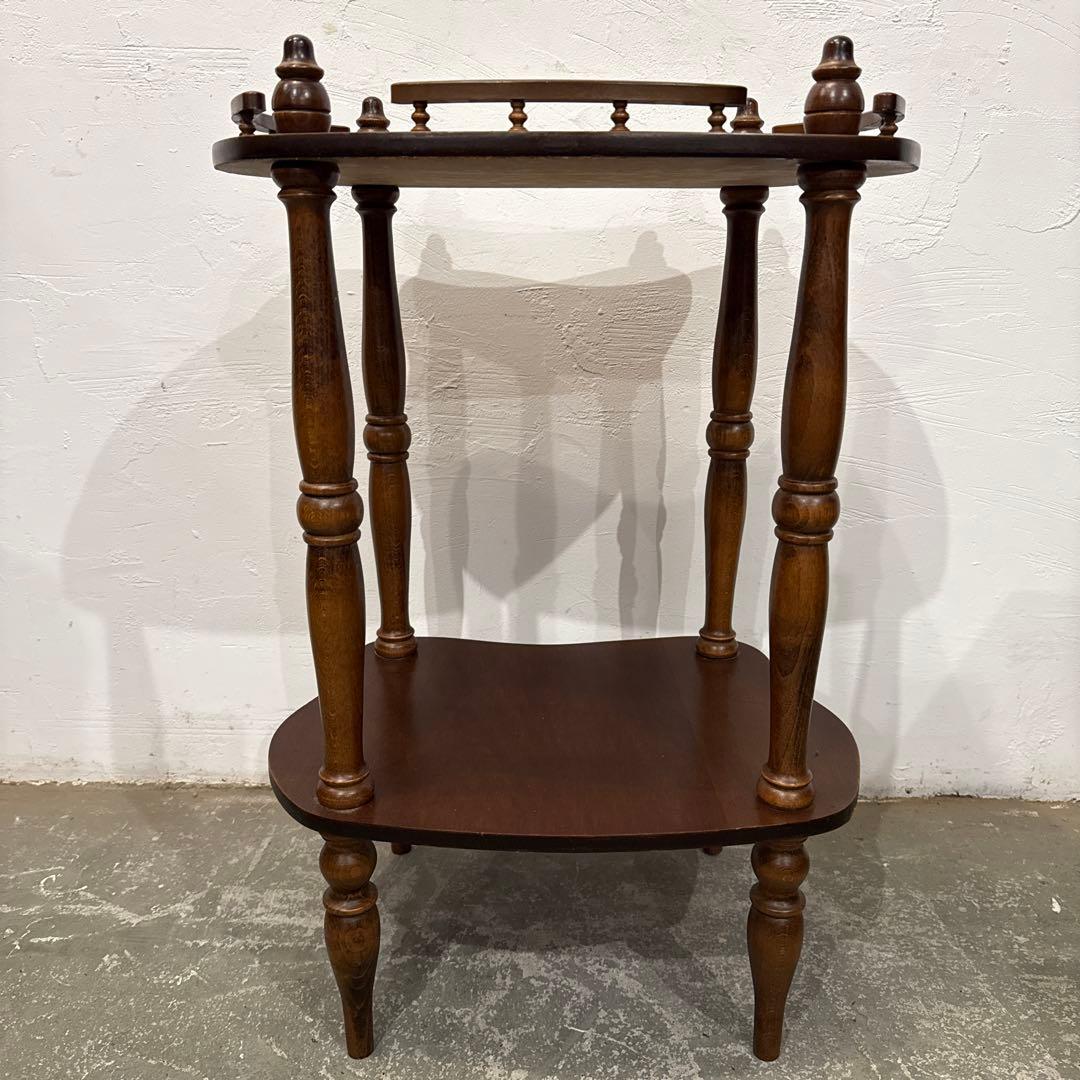 ヴィンテージ　木製サイドテーブル　ベッドサイドテーブル　花台