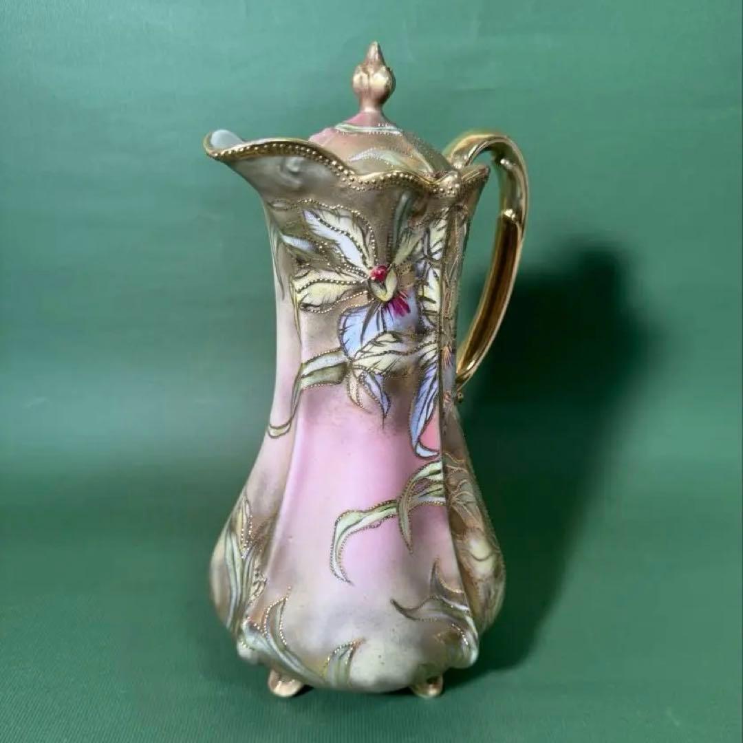 希少 オールドノリタケ ゴールドスプレー技法 モカセット メイプル