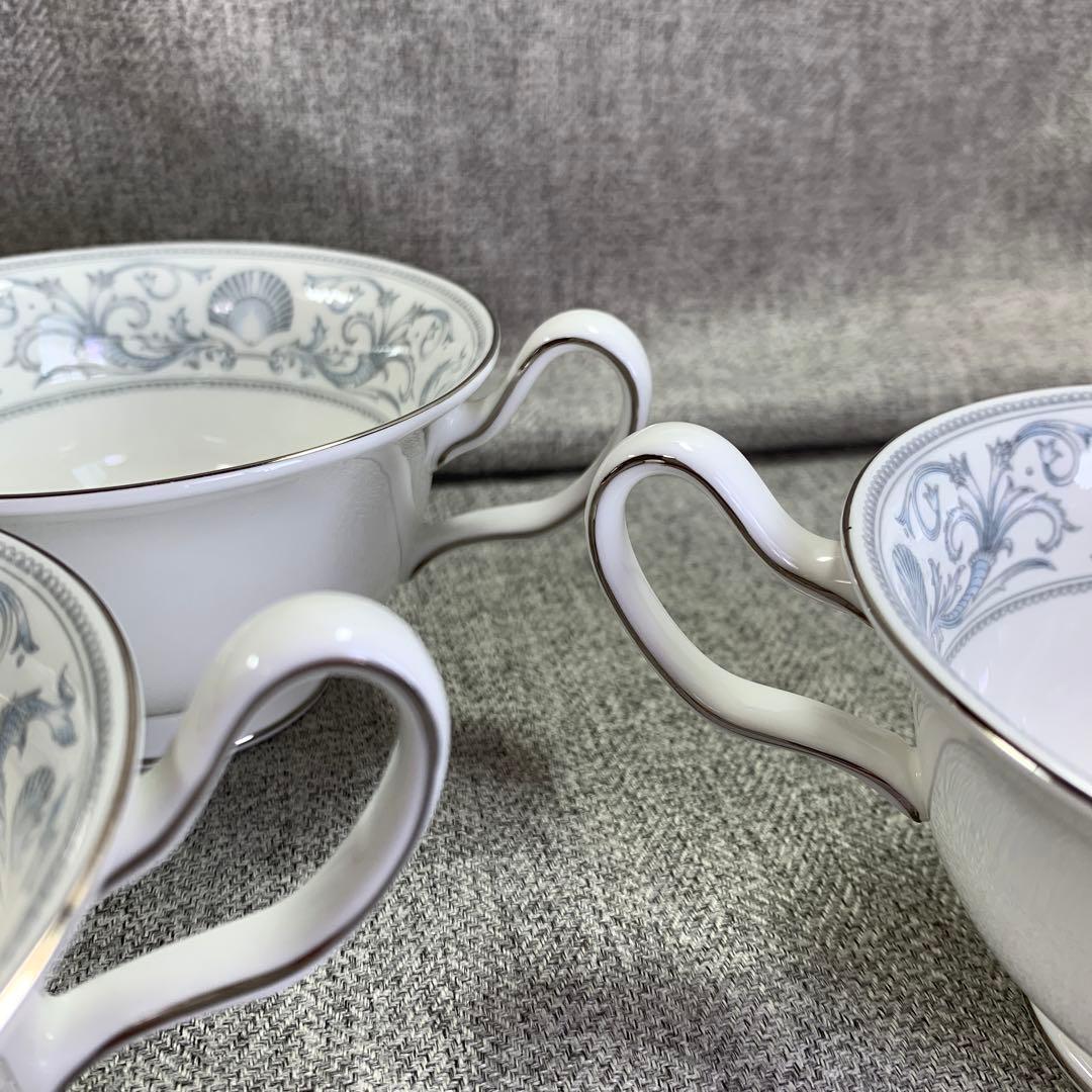 ウェッジウッド　ドルフィン　スープ　カップ＆　ソーサー　黒壺　ダブルハンドル