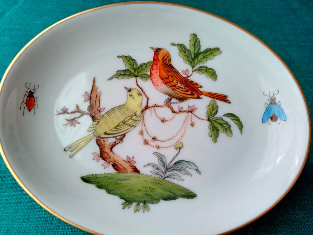 HEREND 小皿　楕円　ロスチャイルドバード