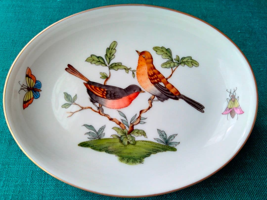 HEREND 小皿　楕円　ロスチャイルドバード