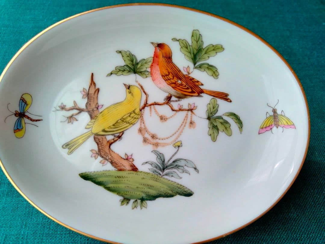 HEREND 小皿　楕円　ロスチャイルドバード