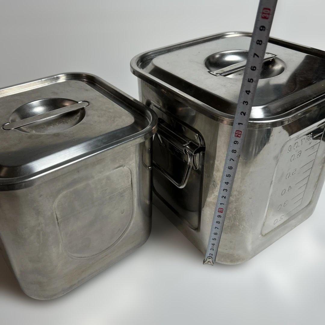 目盛付角型キッチンポットコイヌ印 ストッカー 保存容器ステンレス蓋付 27cm