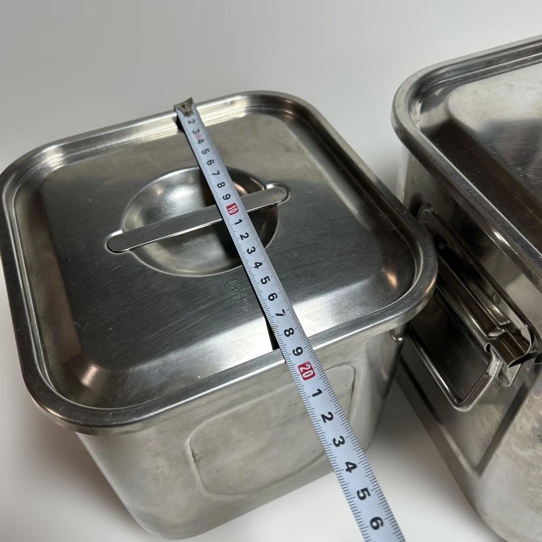 目盛付角型キッチンポットコイヌ印 ストッカー 保存容器ステンレス蓋付 27cm