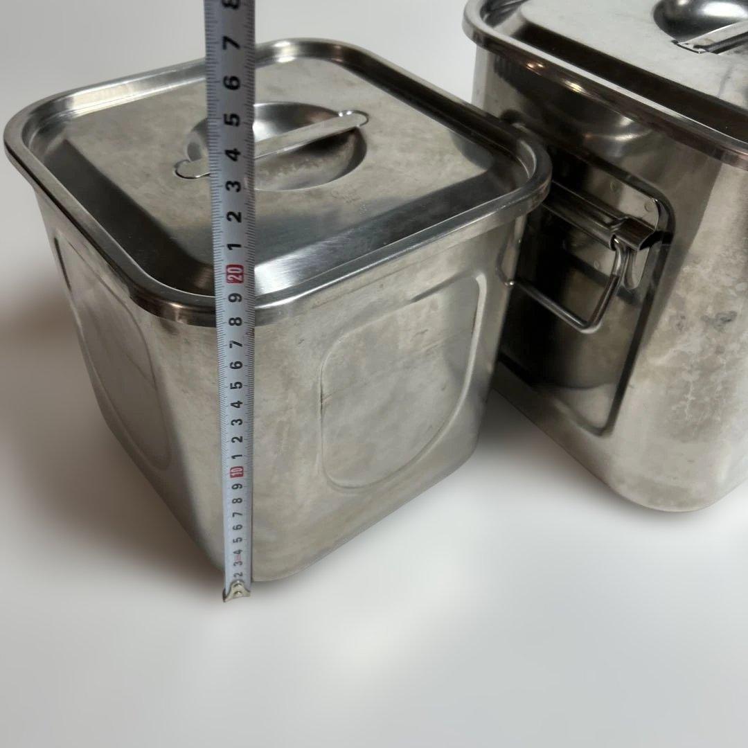 目盛付角型キッチンポットコイヌ印 ストッカー 保存容器ステンレス蓋付 27cm