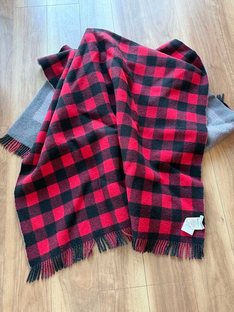 希少 BALENCIAGA チェック ウール 大判ブランケット ショール