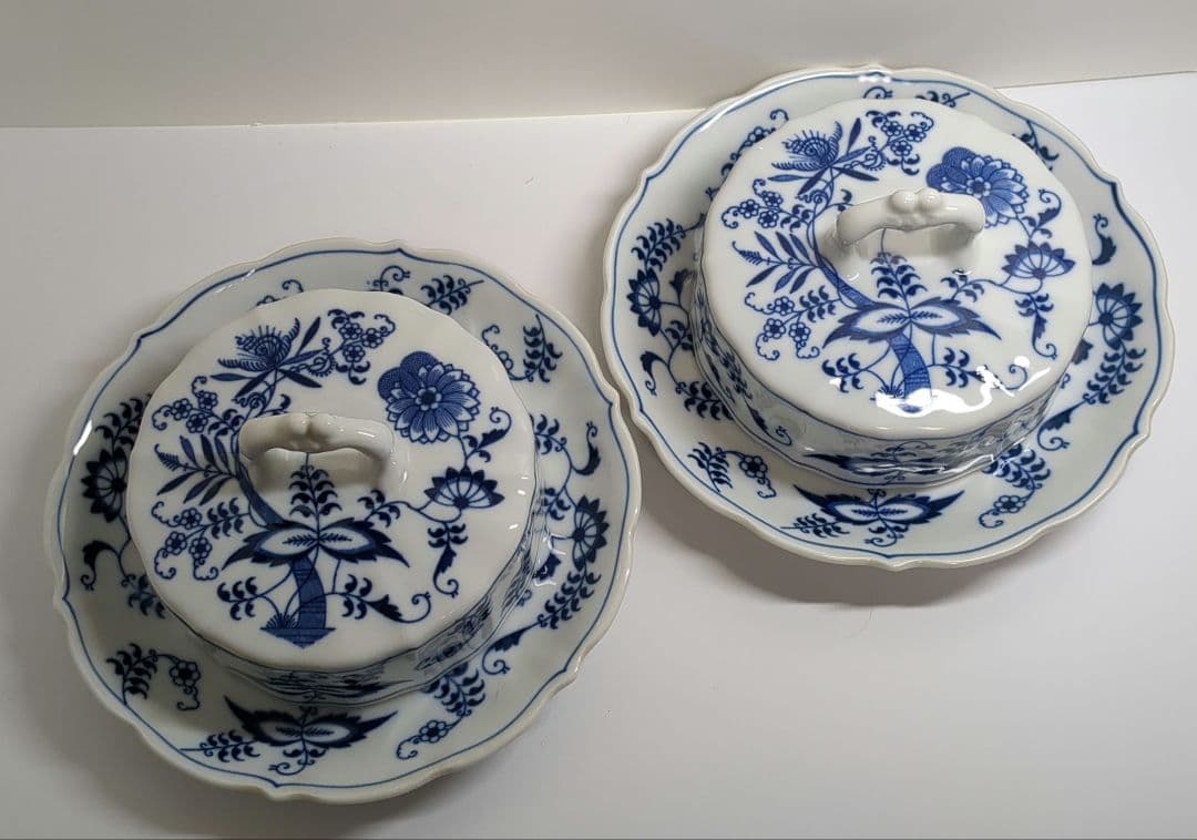 Blue Danube　ブルーダニューブ　丸型カバーバターディッシュ　2個セット