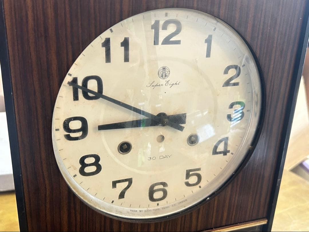 愛知時計 30DAY 振り子時計 木製 昭和レトロ 掛け時計 動作確認済み
