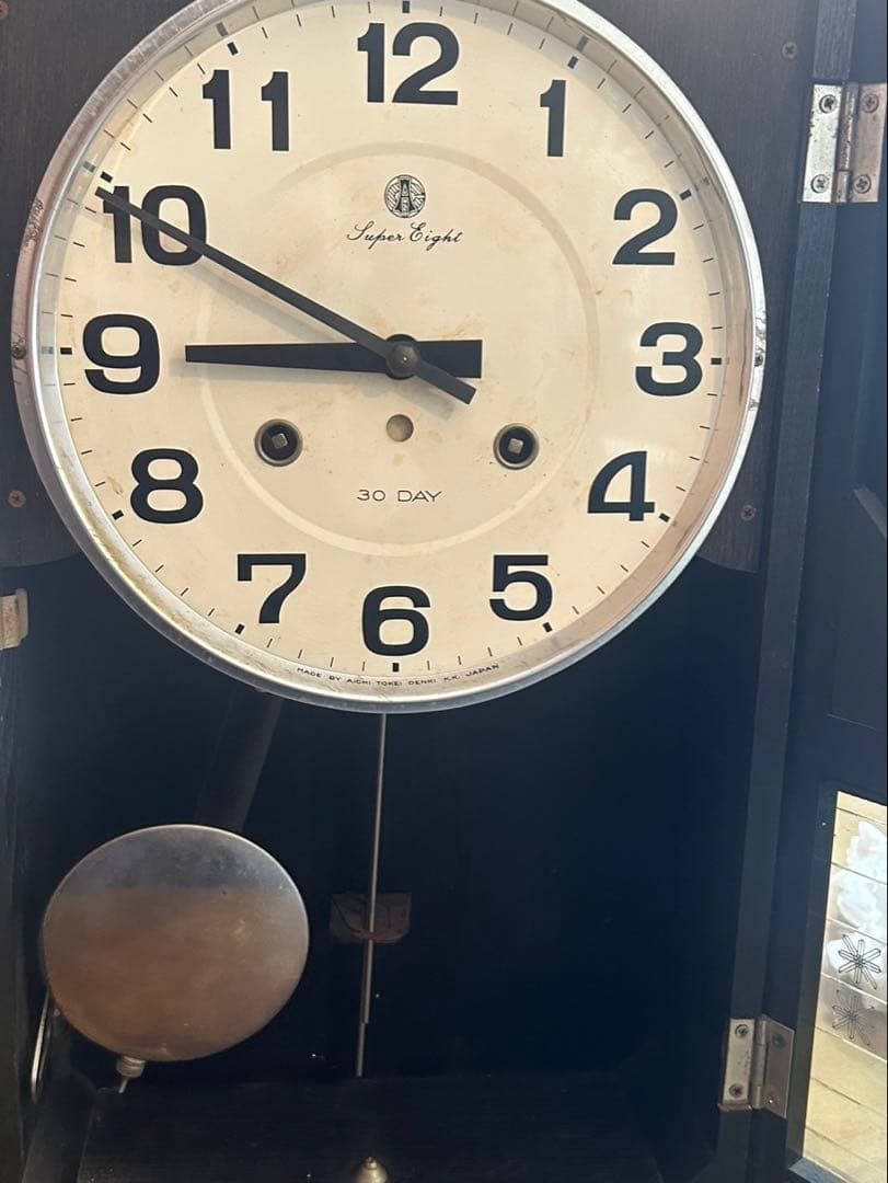 愛知時計 30DAY 振り子時計 木製 昭和レトロ 掛け時計 動作確認済み