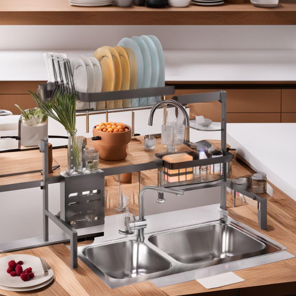 伸縮式 キッチンアクセサリー 水切りラック 省スペース