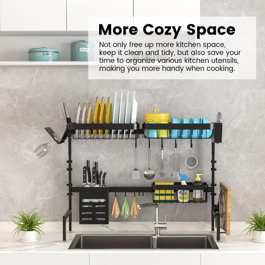 伸縮式 キッチンアクセサリー 水切りラック 省スペース