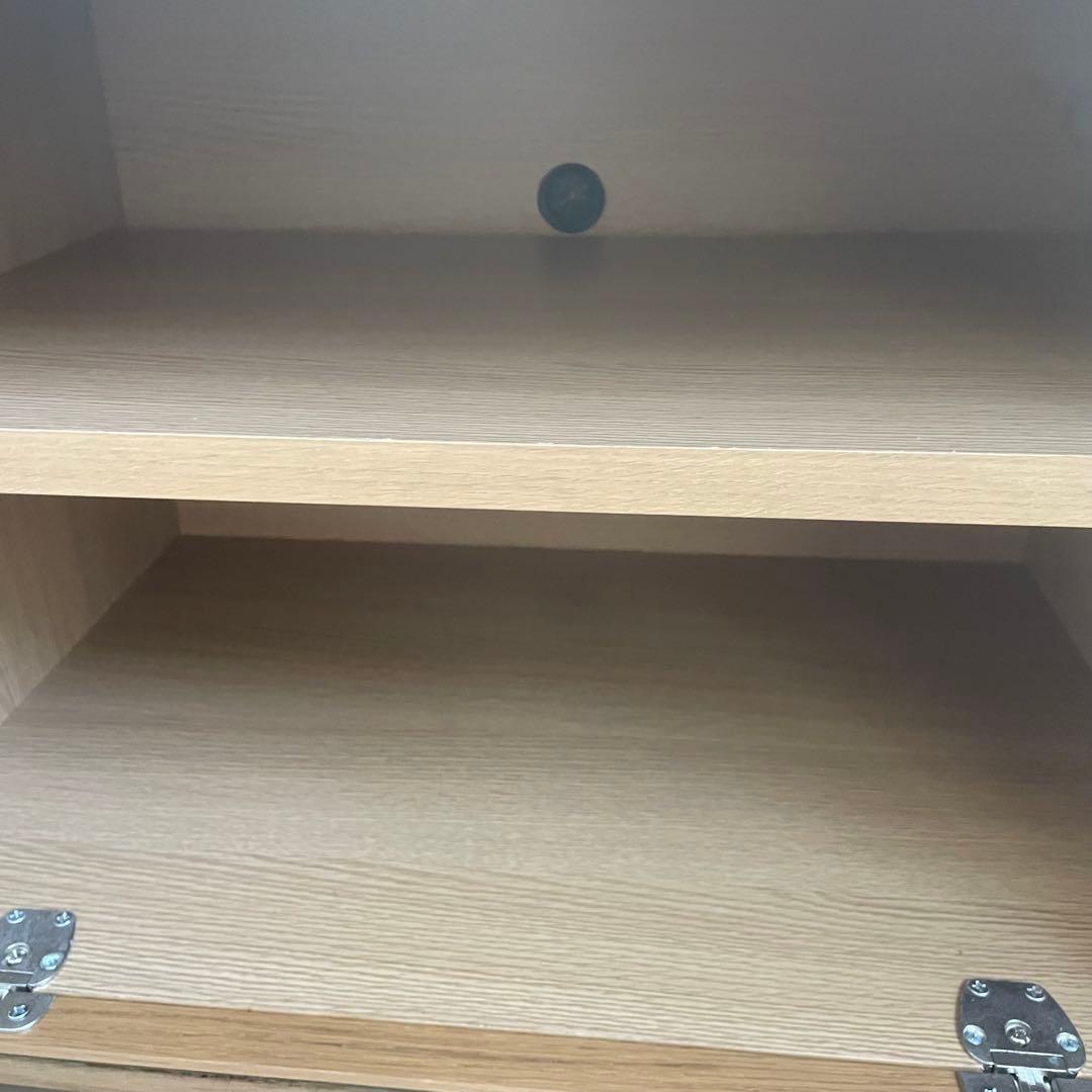 送料無料 無印良品 脚付き ガラス扉 テレビ台 ナチュラル オーク材