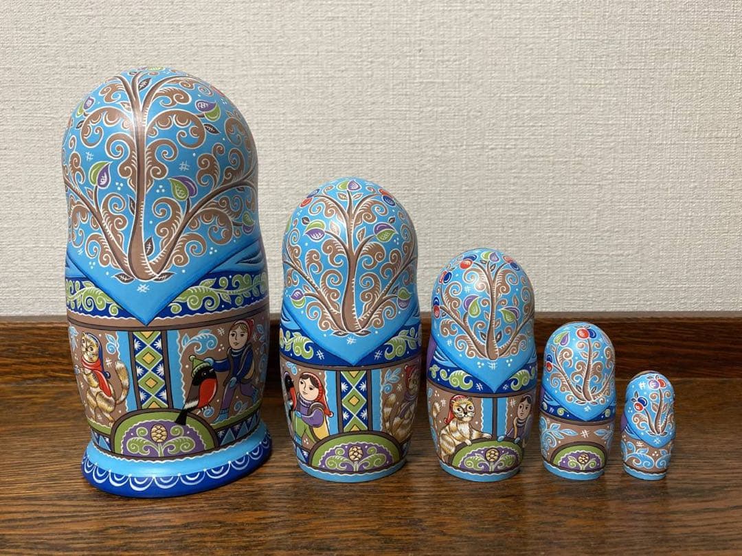 【30ロシア雑貨☆マトリョーシカ『Russian Winter』5Pオリガ作