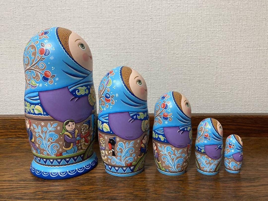 【30ロシア雑貨☆マトリョーシカ『Russian Winter』5Pオリガ作