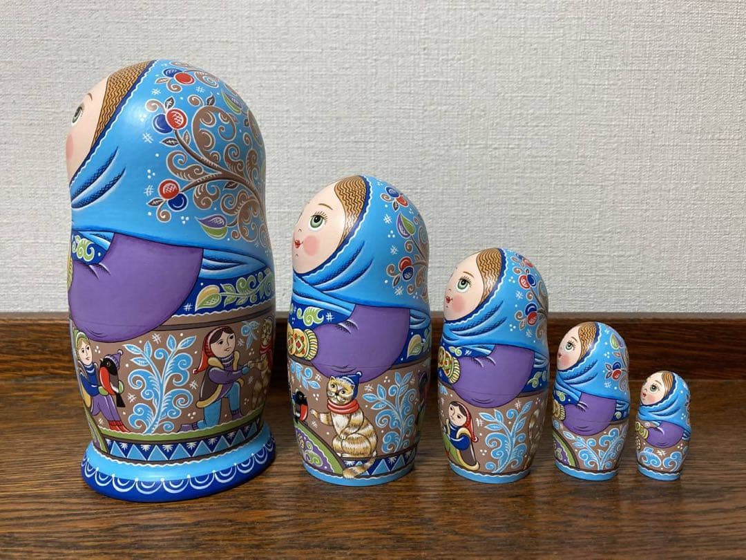 【30ロシア雑貨☆マトリョーシカ『Russian Winter』5Pオリガ作