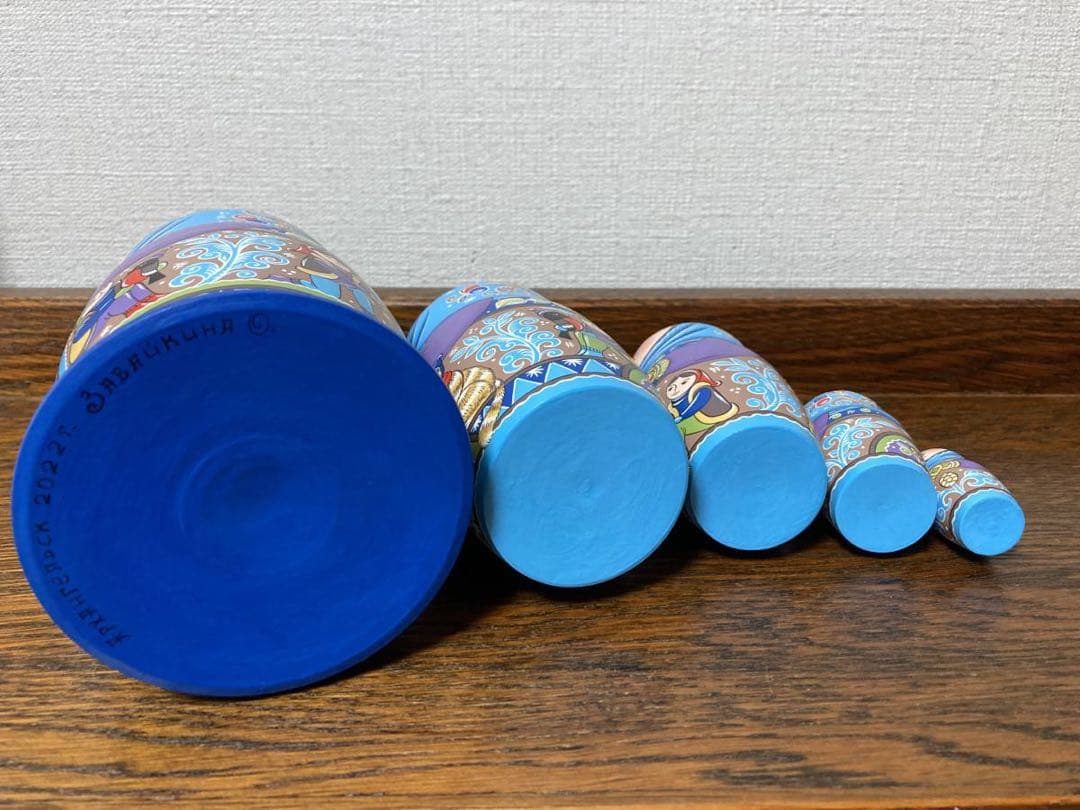 【30ロシア雑貨☆マトリョーシカ『Russian Winter』5Pオリガ作