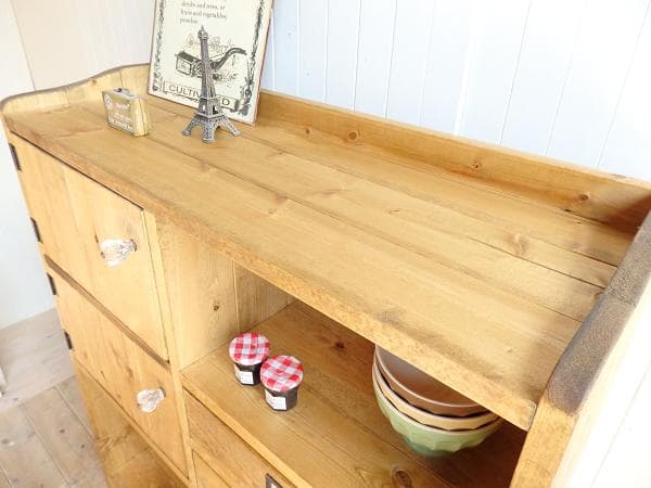 サイズオーダー可！２扉２引出デザインキャビネット●ナチュラルブラウン●受注製作