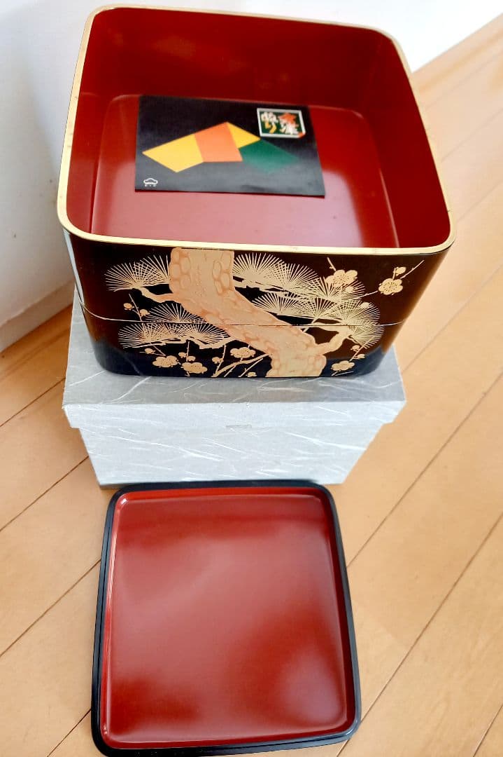 会津塗りの重箱、新品