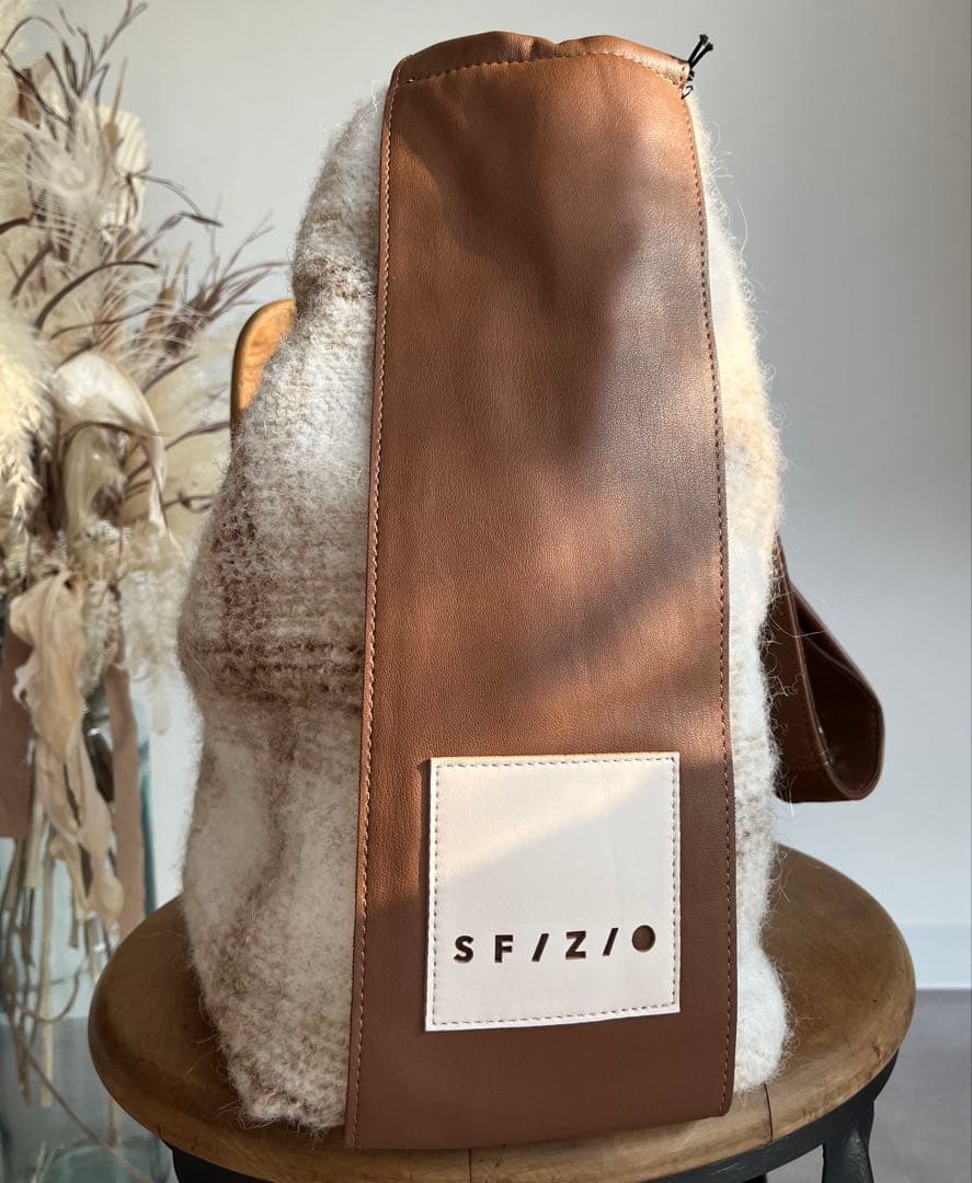 SF/Z/I チェック柄　ベージュ　ブラウン　大きめバッグ