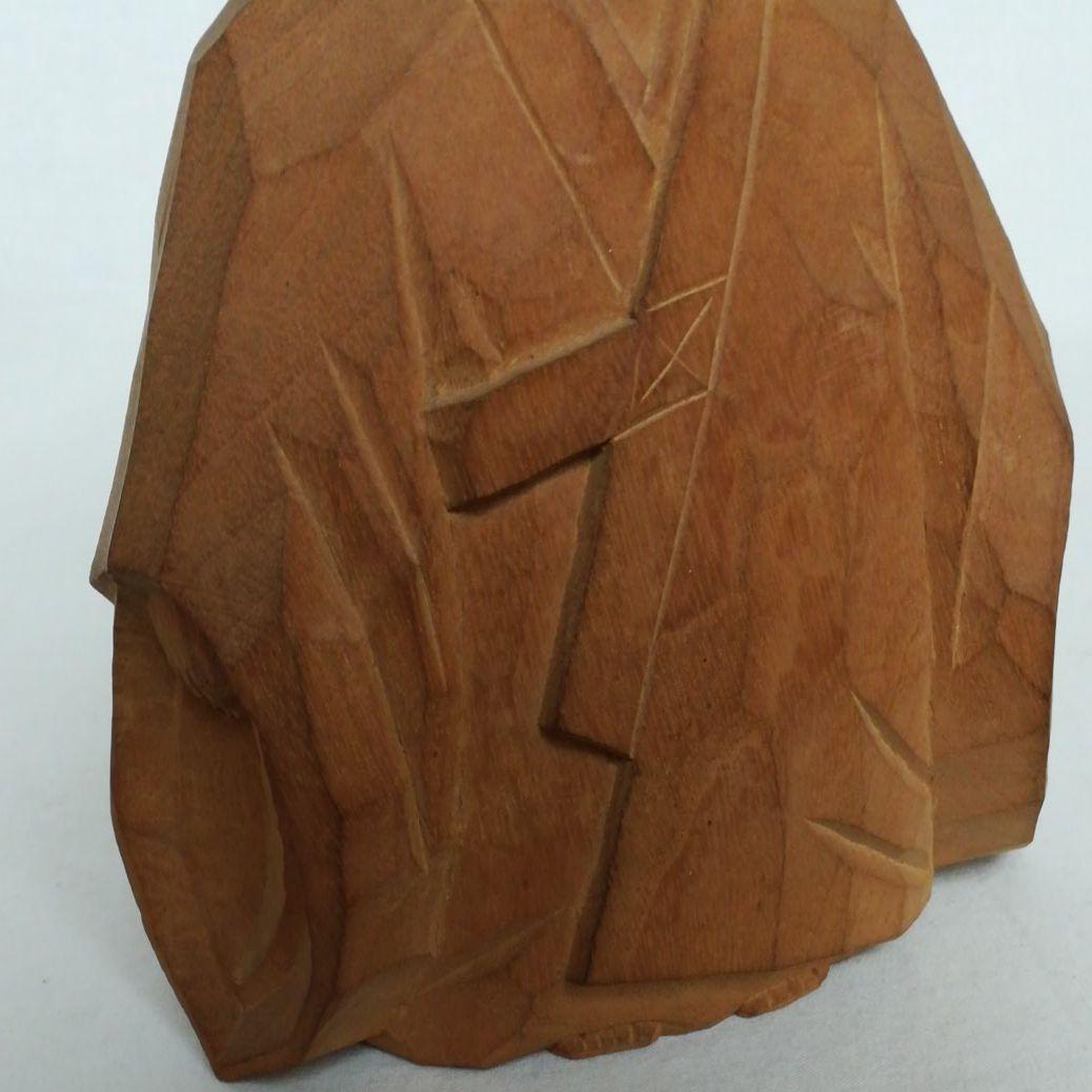 木彫　磯尾健一　二代目　柏里　無我　共箱