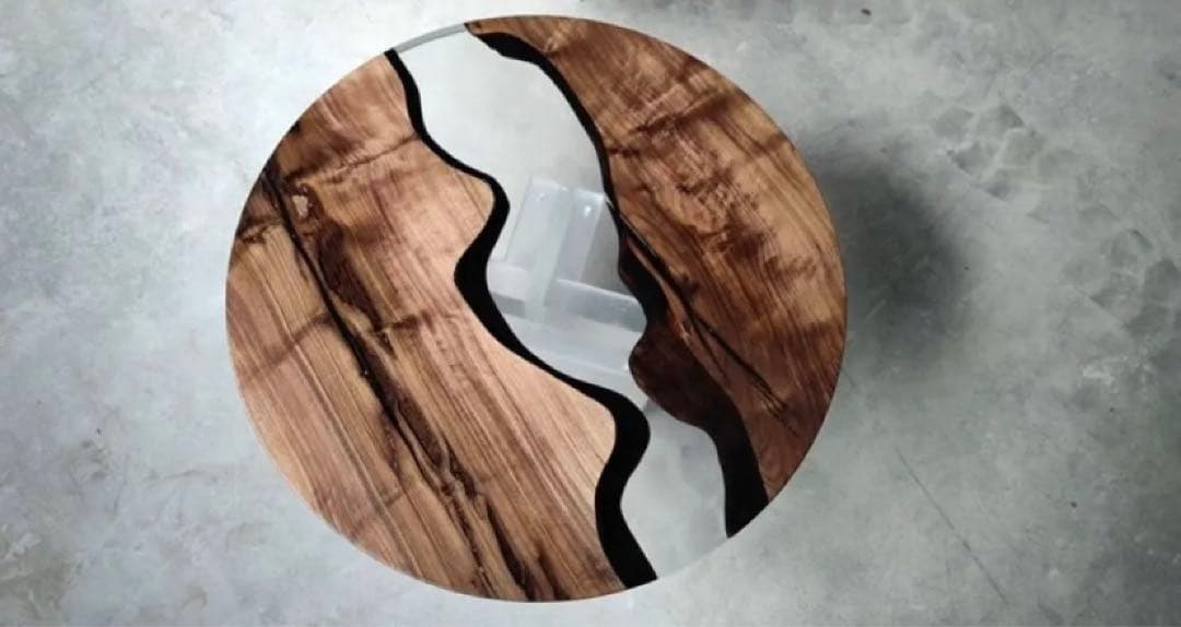 新春特別セール！レジンテーブル/プレミアムグレー/サークル/ハンドメイド/一点物