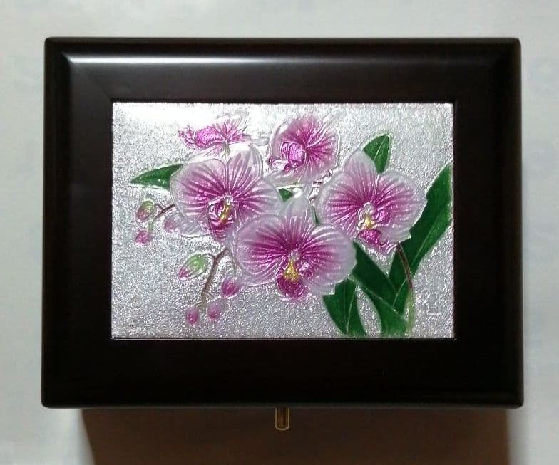 ★七宝焼き宝石箱　胡蝶蘭（オルゴール付き）★いい日旅立ち★彩光社★山口百恵★