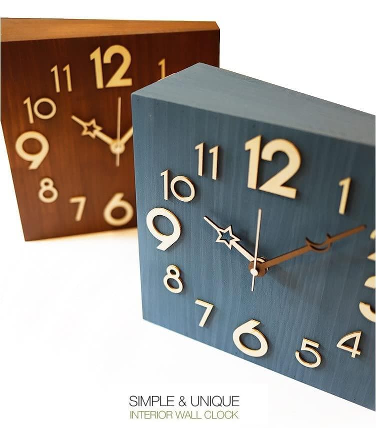 モフ 立体（ブルー） 無音 両面壁掛け時計 両面時計 おしゃれ インテリア