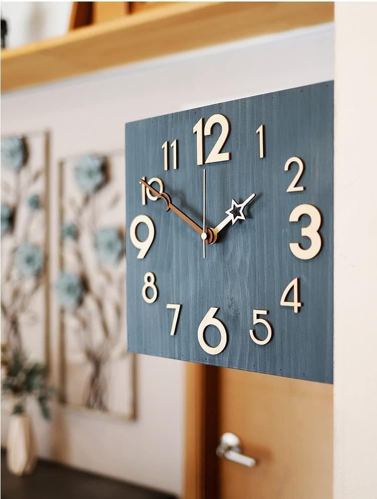 モフ 立体（ブルー） 無音 両面壁掛け時計 両面時計 おしゃれ インテリア