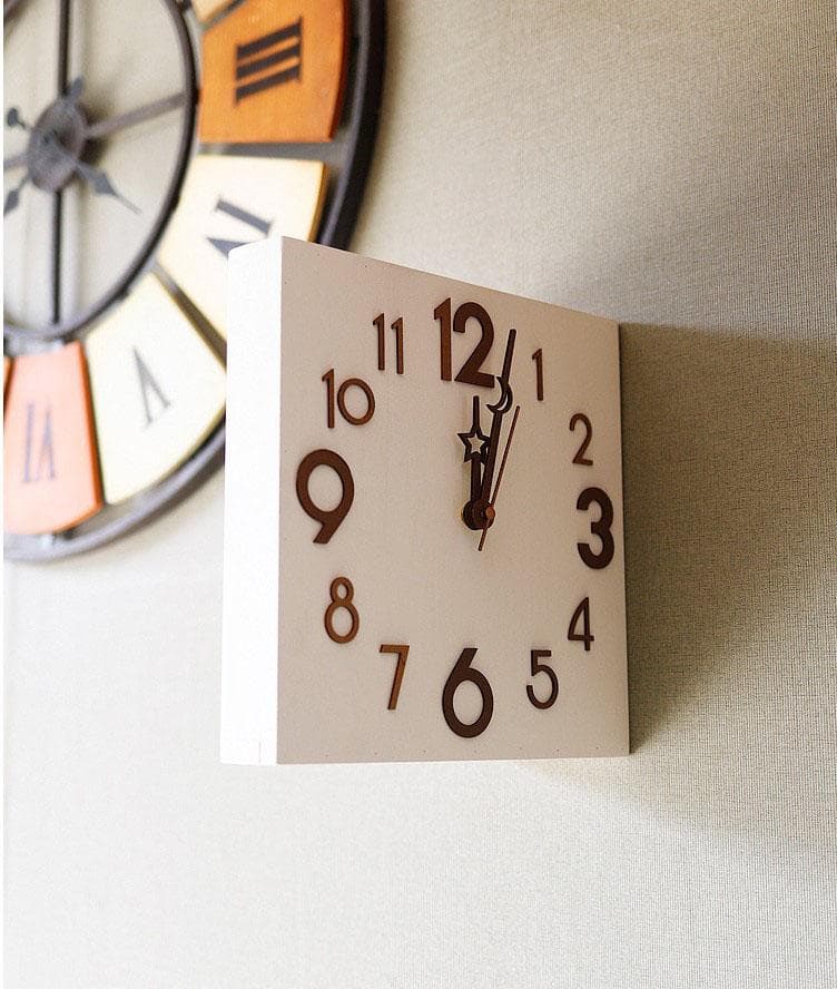 モフ 立体（ブルー） 無音 両面壁掛け時計 両面時計 おしゃれ インテリア