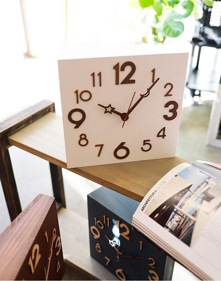 モフ 立体（ブルー） 無音 両面壁掛け時計 両面時計 おしゃれ インテリア