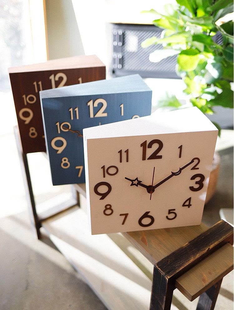 モフ 立体（ブルー） 無音 両面壁掛け時計 両面時計 おしゃれ インテリア