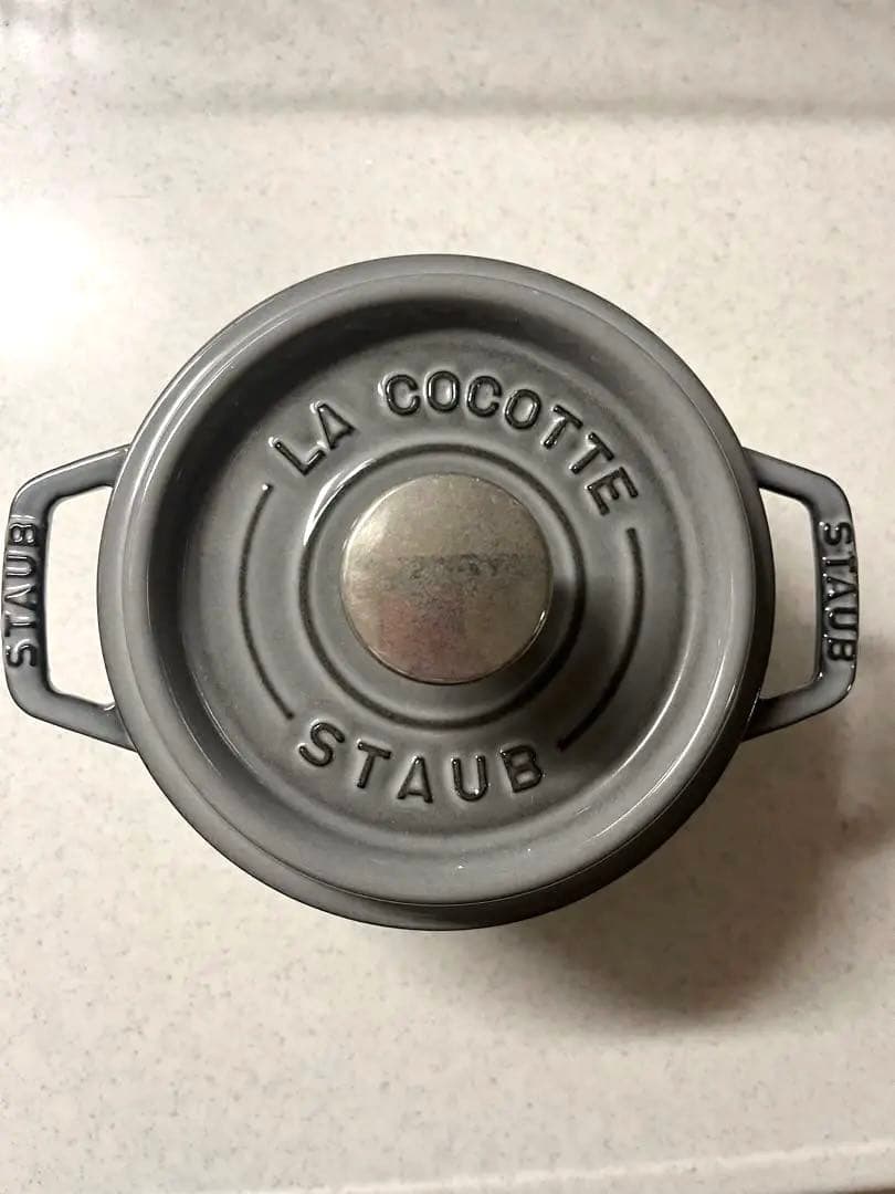 【美品】ストウブStaubピコココット ラウンドグレー 14cmホーロー 鍋