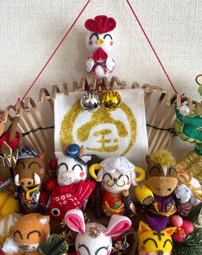 お正月、12支　宝船の熊手　(１点限定)