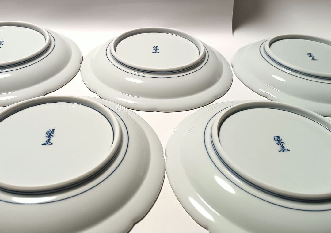 源右衛門窯 染付 四方唐草 19㎝ 皿 5枚組 未使用品