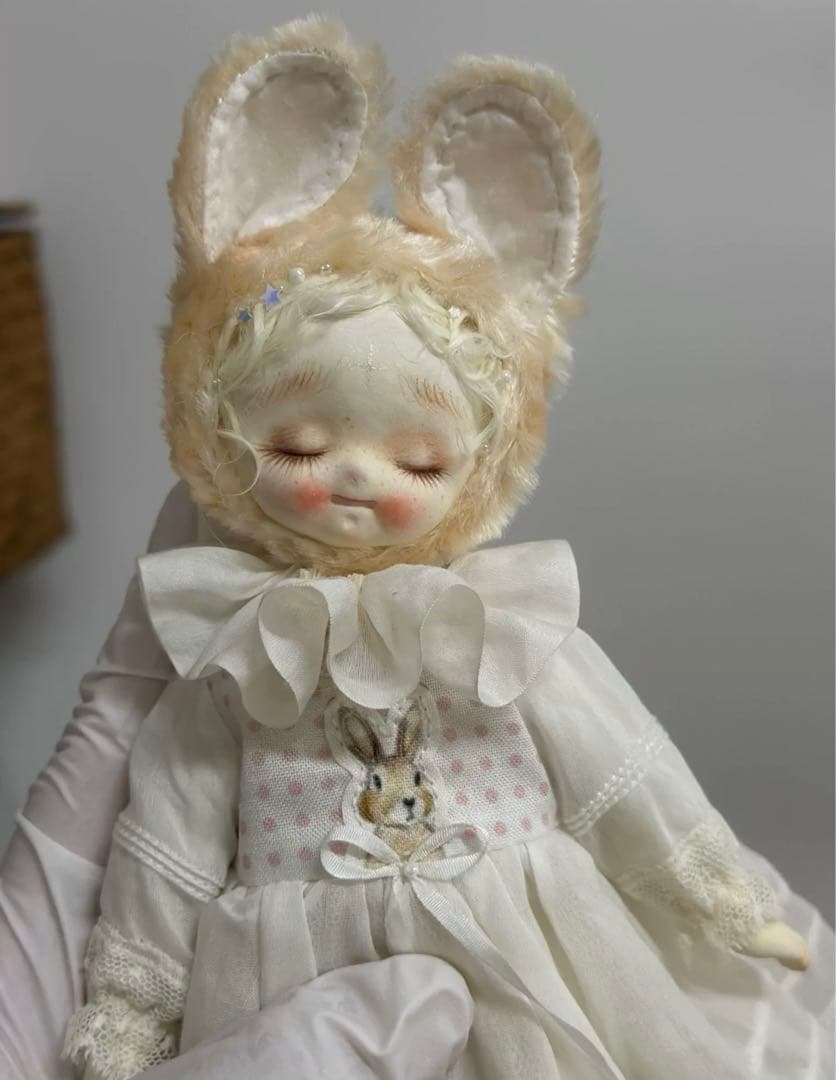 海外作家様 関節人形 優しい眠りうさ ハンドメイド 磁器 陶磁 BJDドール