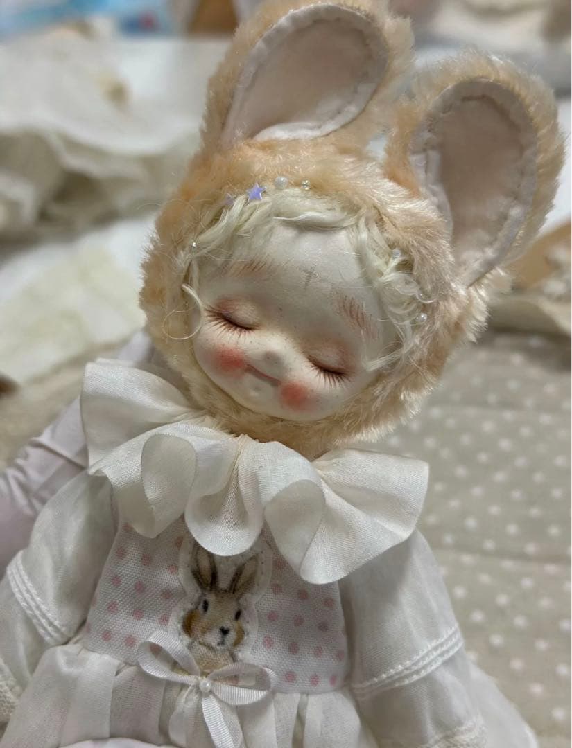 海外作家様 関節人形 優しい眠りうさ ハンドメイド 磁器 陶磁 BJDドール
